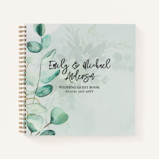 結婚ズゲストブック – グリーンリーボタニカル金ゴールド ノートブック (正面)