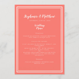 結婚ズゲストメニュシンプルーエレガントシックコーラルホワイト メニュー