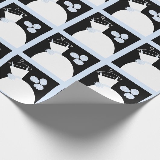 結婚ズゴウンブルーブラックパステル ラッピングペーパー (角)