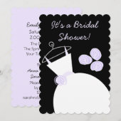 結婚ズゴーンパープルブライダルシャワーブラックパステル 招待状 (正面/裏面)