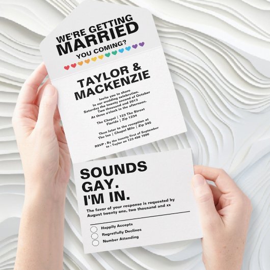 結婚ズサウンドゲイおもしろいレインボープライド オールインワン招待状