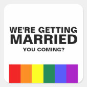 結婚ズサウンドゲイおもしろいレインボープライド スクエアシール (正面)