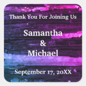 結婚ズサンキューストライプネオンモダンゲスト スクエアシール (正面)