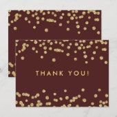 結婚ズサンクユー金ゴールドグリッター紙吹雪マルサラ サンキューカード (正面/裏面)