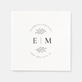 結婚ズシエレガントックモダンシンプルモノグラム スタンダードカクテルナプキン (正面)