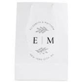 結婚ズシエレガントックモダンシンプルモノグラム ミディアムペーパーバッグ (裏面)