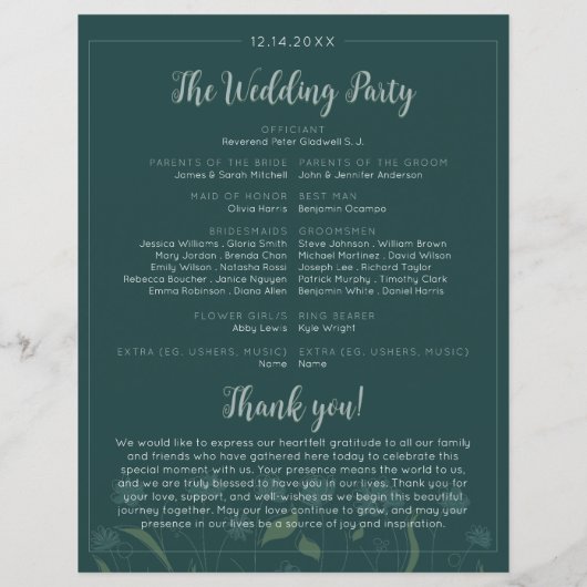 結婚ズシックモダンエレガントシンプルエメラルド (裏面)