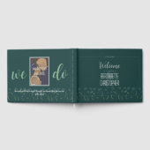 結婚ズシックモダンエレガントシンプルエメラルド ゲストブック (全面)