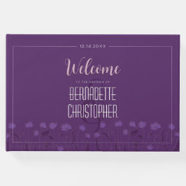 結婚ズシックモダンエレガントシンプルラベンダーパープル ゲストブック