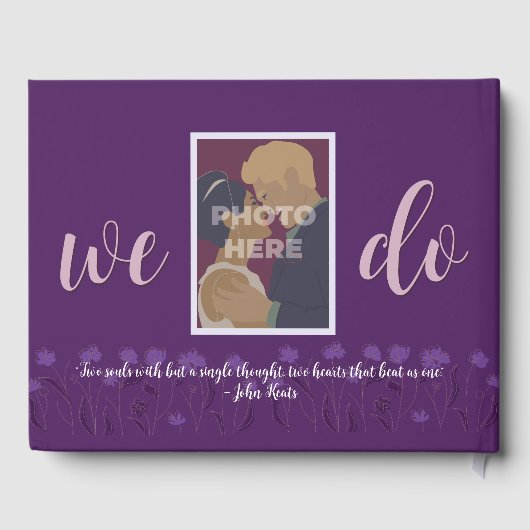 結婚ズシックモダンエレガントシンプルラベンダーパープル ゲストブック (裏面)