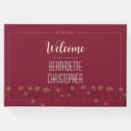 結婚ズシックモダンエレガントシンプル赤ワイン ゲストブック