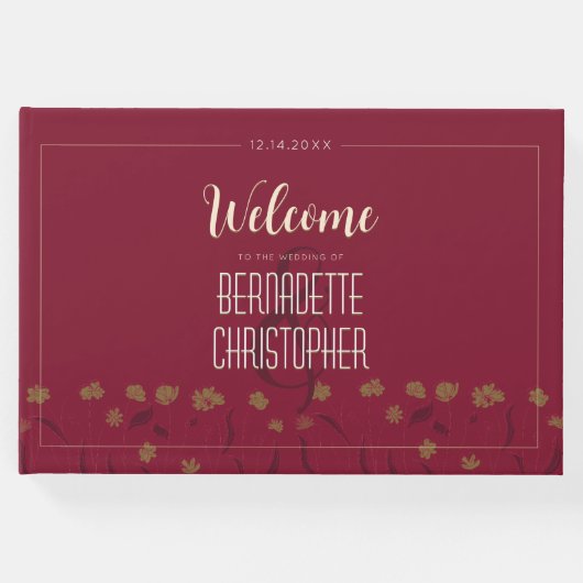 結婚ズシックモダンエレガントシンプル赤ワイン ゲストブック (正面)