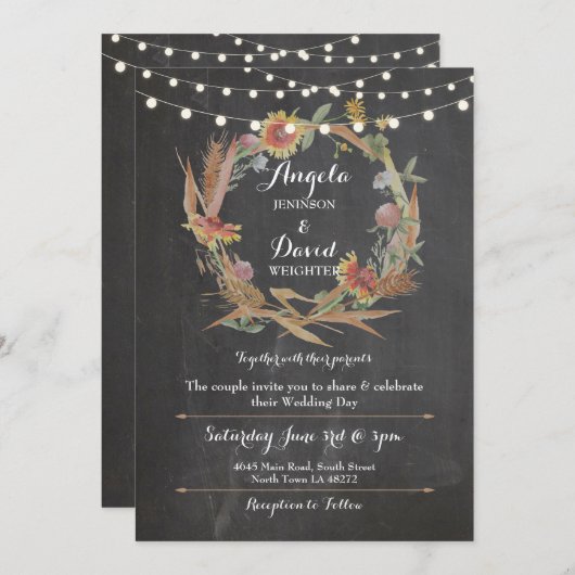 結婚ズチョーク秋インラブリースパーティの招待状 招待状 (正面/裏面)