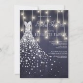 結婚ズドレスネイビーシャルボードウィンターブライダルシャワー 招待状 (正面)