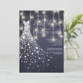 結婚ズドレスネイビーシャルボードウィンターブライダルシャワー 招待状 (スタンド正面)