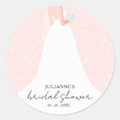 結婚ズドレスピンクブライダルシャワー ラウンドシール (正面)