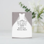 結婚ズドレスモダングラマーブライダルシャワーグレー インビテーションポストカード (スタンド正面)