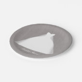 結婚ズドレスモダングラマーブライダルシャワーグレー ペーパープレート (アングル)