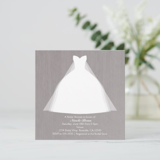 結婚ズドレスモダングラマーブライダルシャワーグレー 招待状 (スタンド正面)