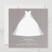 結婚ズドレスモダングラマーブライダルシャワーグレー 招待状 (正面)