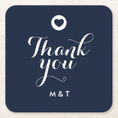 結婚ズネイビーエレガントルモダンゲスト スクエアペーパーコースター (正面)