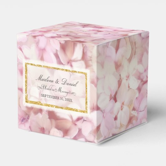 結婚ズピかわいらしックフェイク金ゴールドあじさいフローラアート フェイバーボックス (裏面サイド)