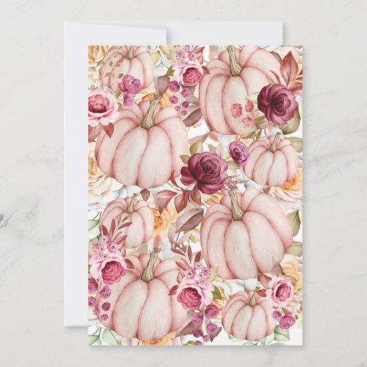 結婚ズピンクブルゴーニュ秋カボチャフローラ招待客 招待状 (裏面)