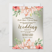 結婚ズピーチオレンジフローラゴールデンフレ素朴ーム 招待状 (正面)