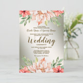 結婚ズピーチオレンジフローラゴールデンフレ素朴ーム 招待状 (スタンド正面)