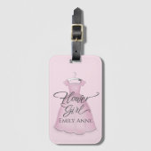 結婚ズフラワーガールヴィンテージピンクドレスカスタム ラゲッジタグ (正面縦)