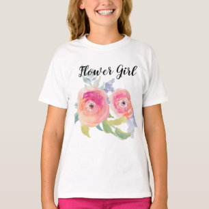 結婚ズフラワーガール水彩バラブライダルパーティ Tシャツ