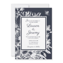 結婚ズフランスのファームハウスフローラネイビー&ホワイト