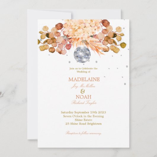 結婚ズフローラディスコエレガントボールシック 招待状 (正面)