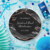 結婚ズブフォーマルラックとバラ金ゴールドグリッターアゲート ペーパープレート (パーティー)