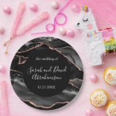 結婚ズブフォーマルラックとバラ金ゴールドグリッターアゲート ペーパープレート (パーティー)