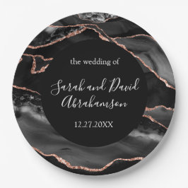 結婚ズブフォーマルラックとバラ金ゴールドグリッターアゲート ペーパープレート