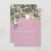 結婚ズブライダルシャワー素朴ピンクスウィート16日 招待状 (正面/裏面)