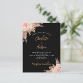 結婚ズブラックパンパスグラスバラ金ゴールド花模様ボホ インビテーションポストカード (スタンド正面)