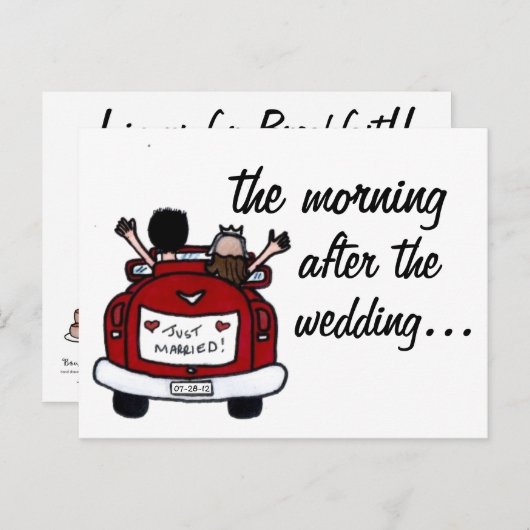 結婚ズブレックファースト招待状 インビテーションポストカード (正面/裏面)