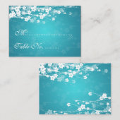 結婚ズプレイスカードさくらんぼブロッサムブルー プレイスカード (正面/裏面)
