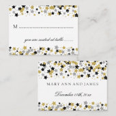 結婚ズプレイスカード金ゴールドグリッタースターズ紙吹雪 プレイスカード (正面/裏面)