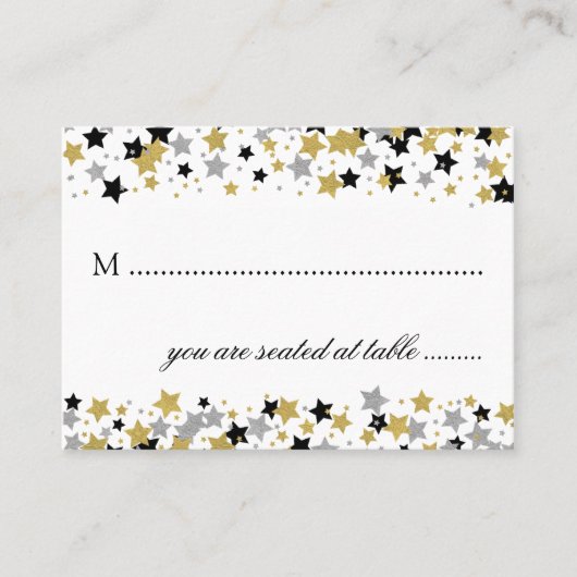 結婚ズプレイスカード金ゴールドグリッタースターズ紙吹雪 プレイスカード (正面)