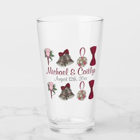 結婚ズベルズボウタイフローラブーケ記念日 タンブラーグラス (正面)