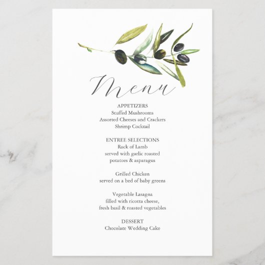 結婚ズメニューボタニカルオリーブブランチバジェット チラシ (正面)