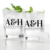 結婚ズモノグラムシンプルミニマルエレガントリストシック ウイスキーグラス