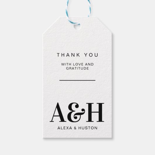 結婚ズモノグラムシンプルミニマルエレガントリストシック ギフトタグ (正面)