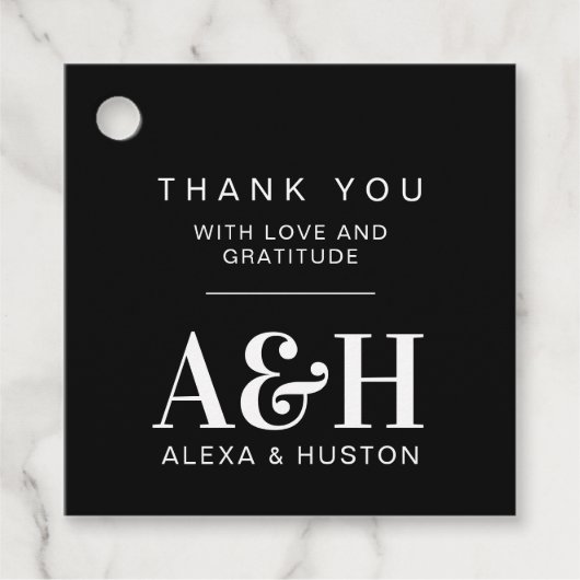 結婚ズモノグラムシンプルミニマルエレガントリストシック フェイバータグ (正面)