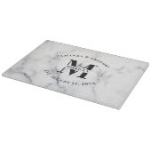 結婚ズモノグラムタイポグラフィホワイトマーブル カッティングボード (角)