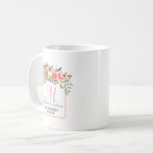 結婚ズモノグラムピーチウォーターフローラリース コーヒーマグカップ (正面左)