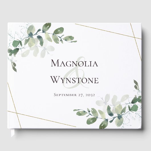 結婚ズユーカリプトゥスグリーンリーゲストブック ゲストブック (正面)